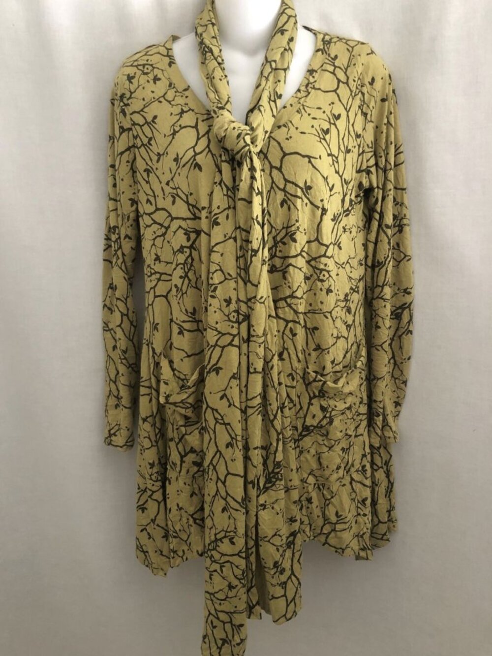 Chalet et ceci Crinkle Branch Print Tunic with Scarf and Pockets